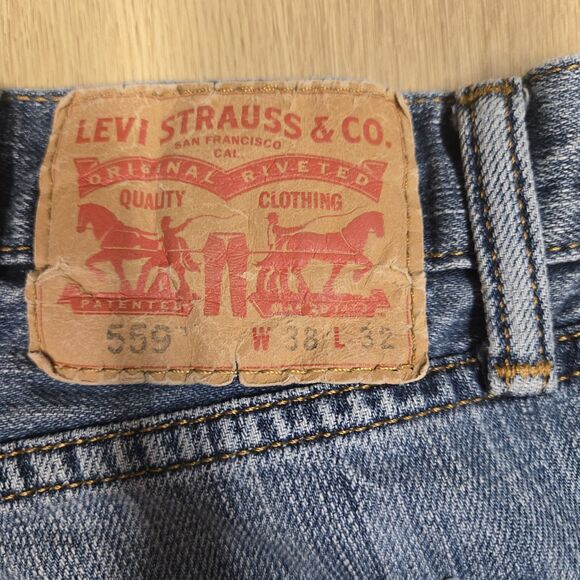 Levis 559 Jeans Mens Sz 38x32 Blue Straight Denim Med Wash 100% Cotton - Picture 8 of 12